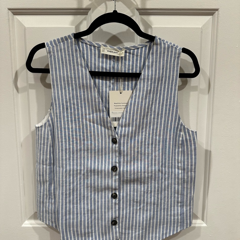 Everlane Striped Blue and White Vest NWT